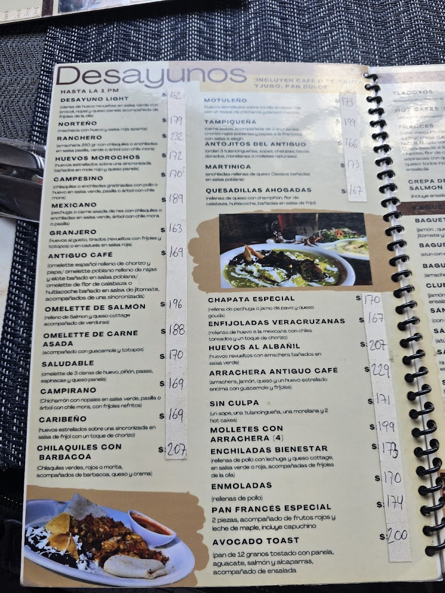 Antiguo café San Javier Menu - Image 1